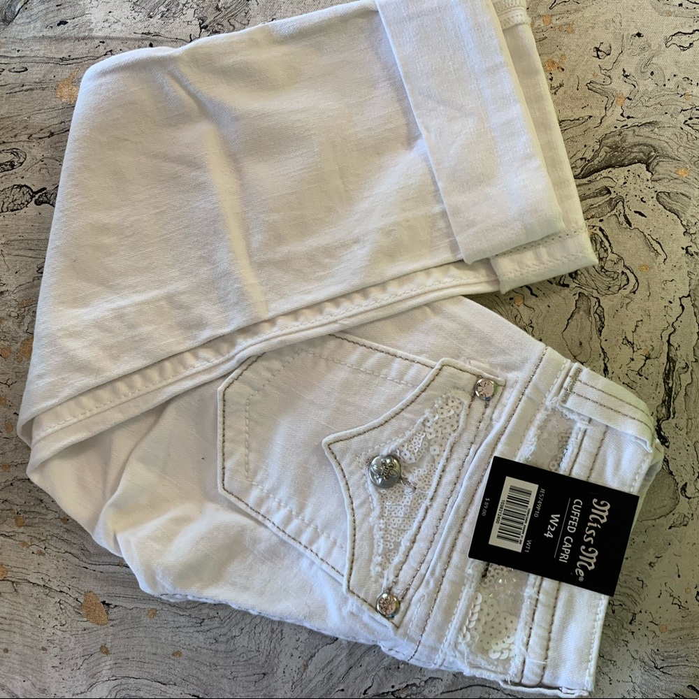 Girls White Miss Me Capri Jeans